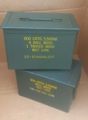 ( 2 ) USGI Military 5.56MM Large 50 Cal.  Fat / Saw Box. Ammo Cans • $42.50