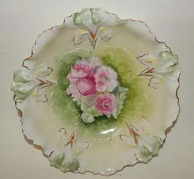 R S Prussia Mold Bowl Iris & Poppy Flowers • $139.99