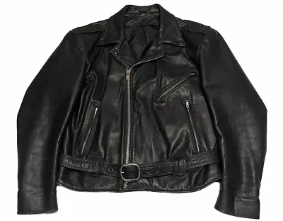 Vintage BIE Custom Leather Coats Motorcycle Jacket Punk USA Made Wisconsin Sz L • $79.99