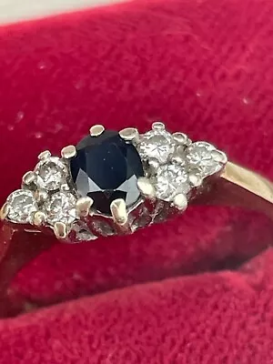 9ct Gold  Fully Hallmarked Clear Stone  And Sapphire Ring Size M • £68