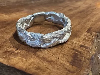 Handmade BRAIDED Mourning Hair Braid RING Band In Sterling Silver Size 5.5 • $49