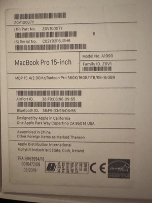 £86 • Buy Apple MacBook Pro Retina 15.4” 2018 - 1TB SSD 16GB Ram 2.9GHz 6-Core I9 Pro 560X