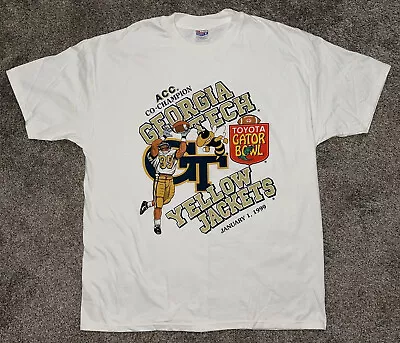 Vintage 90s 1999 Gator Bowl Georgia Tech Yellow Jackets Champion T Shirt Size XL • $35