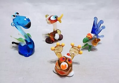 Beautifully Detailed Blown Glass Miniature Animals Lot Of 4 • $18