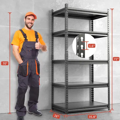 Heavy Duty 72 H Shelf Unit Garage Metal Storage 5 Level Shelves Rack Steel & MDF • $95