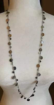 Lia Sophia Reflections Panorama Necklace Silver Tone Mirrored Disc Charm 34” • $14.50