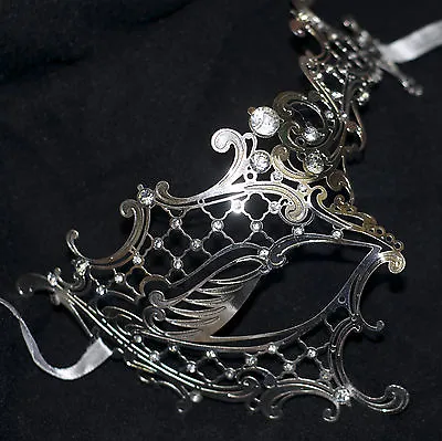 £12.99 • Buy Silver Phantom Of The Opera Venetian Metal Filigree Masquerade Mask Diamantes