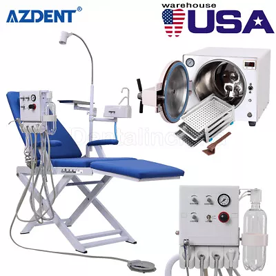 Dental Folding Chair+Air Turbine+Oral LED Lamp/ Medical 18L Autoclave Sterilizer • $579.59