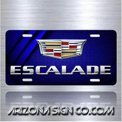 ESCALADE Inspired Art On Simulated Carbon Fiber Aluminum License Plate Blue • $19.71