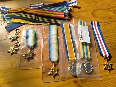 SEVEN Assorted Miniature Military Medals And Various Ribbons (12) • £27.50