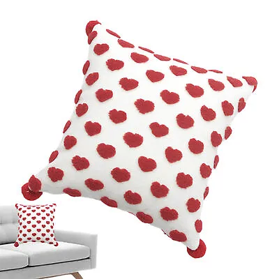 Red Heart Love Cushion Cover Flannel Pillow Case Romantic Decor 18 X 18  Inch • £12.95