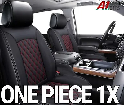 1 PCS BLACK Front Car Seat Cover Pu Quilted Diamond For Audi A4 A6 A8 Q7 S-Line • £16.39