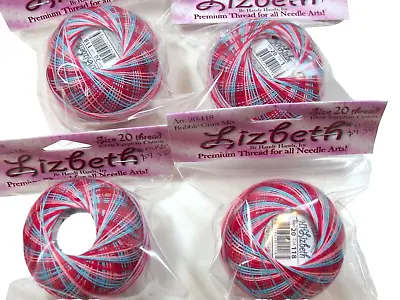 Variegated Lizbeth Cotton Tatting Thread Bubble Gum Mix 118 4 Rolls Sz 20 869 • $9.59