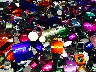 20 Grams FLAT BACK MIXED ACRYLIC JEWELS / JEWELLS ARTS &CRAFT GEMS/ GEMSTONES • £3.99