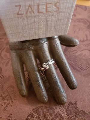 $80 • Buy ZALES STERLING SILVER BLACK WHITE DIAMOND Infinity RING SZ 7 925 In Box