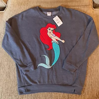 My Little Mermaid Disney Sweatshirt Gray Pullover Cotton Blend New W Tag • $28.99