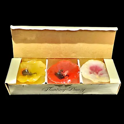 Vintage Floating Pansy Candles NEW Box Of 3 • $7.95