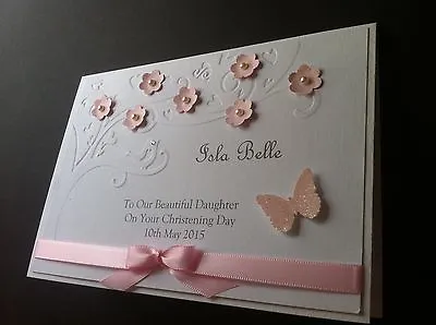 Christening/Baptism Card DaughterGoddaughterGranddaughterNiece Pink Flowers • £5.10