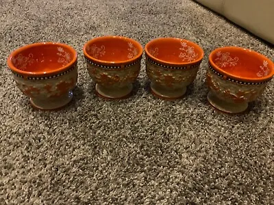 TEMP-TATIONS  By Tara Old World OrangeBasketweave Set Of 4 Custard/Dessert Bowls • $68.72
