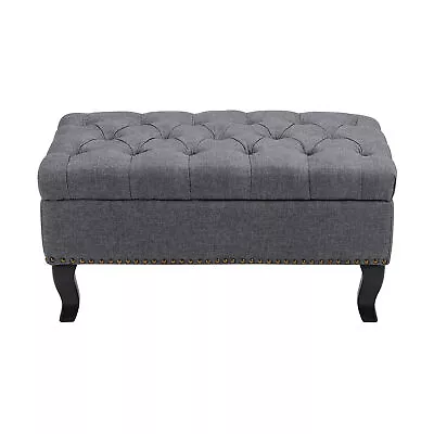 Vintage Padded Bench Stool Footstool Chair Rectangle Seat Studded Buttoned Stand • £66.95