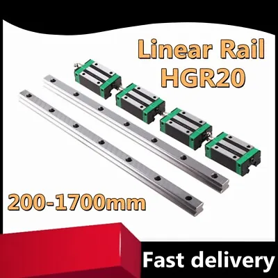 2x HGR20 200-1700mm Linear Guide Rail + 4X HGH20CA Slideblocks For CNC • £32