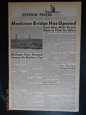 1957 Mackinac Bridge St Ignace Michigan OPENS Article Photo Houghton Skier Foley • $24.99