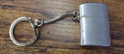 Vintage Silver Metal Mini Flip Top Lighter On Pocket Keychain • $7.65