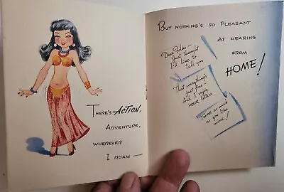 Vintage WWII Wartime Military 5-Page Greeting Card W/ Hula Girl • $5