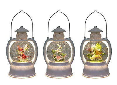 Springtime Floral/Bird Glitter Water Lantern Snow Globe 10.25  B/O • $36.95