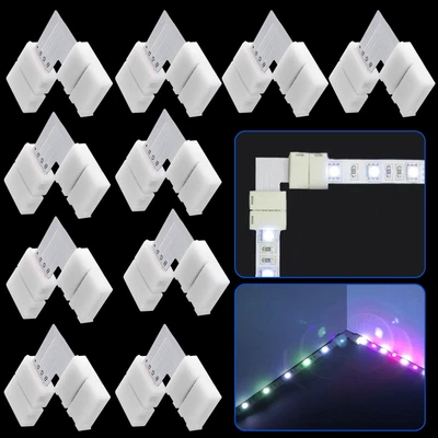 $8.98 • Buy 10X 10mm 4pin 5050/3528 RGB LED Strip Light Corner Connector L Shape PCB Adapter