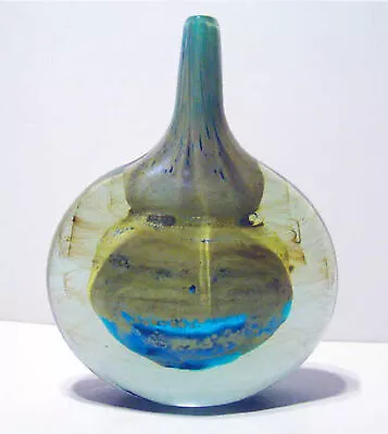 Vintage Mdina Cut-Ice Lollipop Vase Michael Harris Malta Art Glass Sgnd C1970 • $142.88
