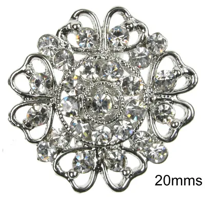 Brooch Silver Wedding Favour Diamante Vintage Pin Bridal Bouquet Shoe Cake Newuk • £1.99