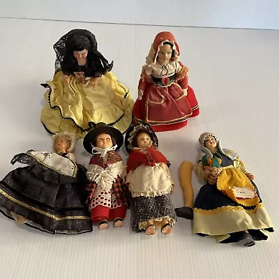 Bundle 6  Vintage Traditional Costume Collectable Dolls  - 17cm Tall • $26.95