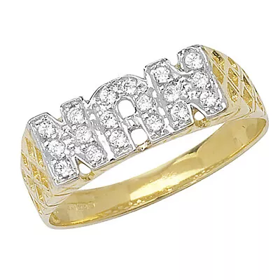 Genuine 9ct Yellow Gold Ladies Basket Sides NAN CZ Ring L-S Sizes - Gift Boxed • £180.01