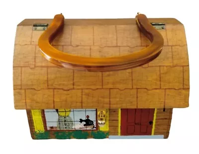 Vtg Wooden Painted Purse Shaped Like A House Has A Lucite Handle Signed Cornwell • $60