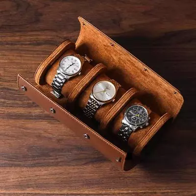 Travel Watch Storage Box Portable Vintage Leather Watch Display Case Pouch: B4U4 • $41.77