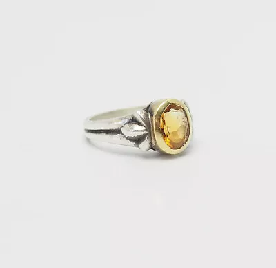 Classic Vintage Sterling Silver 18k Faceted Citrine Ring Sz 8 By Bill Blass • $140