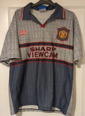 1995-1996 UMBRO Manchester United No. 7 Cantona Away Shirt SIZE ADULT L • £139.99