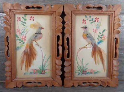 Vintage Cartimex Mexican Feathercraft Cedar Framed Art • $15.49