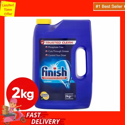 Finish Classic Concentrated Dish Washing Powder Lemon Sparkle For Grease 2kg* • $29.48