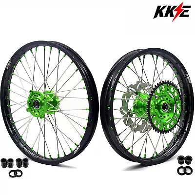 $659 • Buy KKE 21/19 Wheels Rim For Kawasaki KX250F 2015-2019 KX450F 2006-2018 Green Nipple