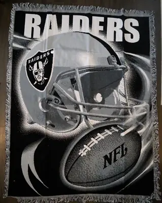 Vintage 90s Y2K Oakland Raiders NFL Tapestry Throw Northwest Company 50x60 NEW • $34.99