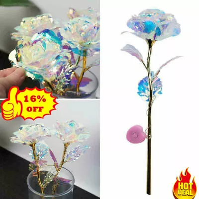 $2.71 • Buy Creative Galaxy Gold Foil Rose Flower Valentine Day Crystal Romantic Gift DIYNEW