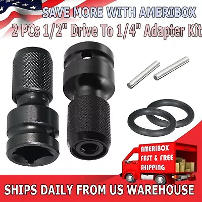 2Pcs 1/2  Drive To 1/4  Socket Adapter For IMPACT WRENCH Hex Drill Chuck Convert • $6.75