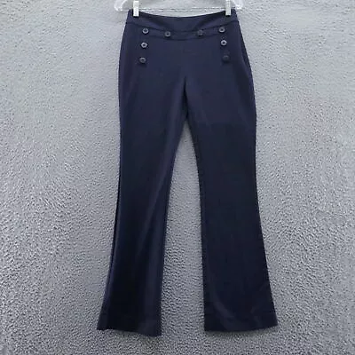 CAbi Womens Bootcut Sailor Style Pants 2 Navy Blue Side Zip Modal Stretch • $24.99