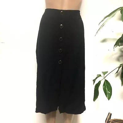 Milk And Honey Black Button Up Midi Skirt Size 14 • $21