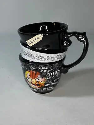 Disney Alice In Wonderland Triple Stacked Mad Hatter Coffee Tea Cup Mug Drink Me • $14.95