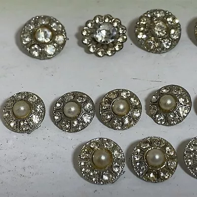 Vintage Antique Rhinestone Paste Pearl Buttons Sets  27 • $25