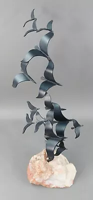 Curtis Jere 1970 Signed Large MCM Birds In Flight Black Metal Sculpture 24  Rare • $1537.16