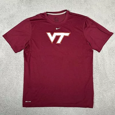 Nike Virginia Tech Hokies Shirt Mens Size Large Maroon Dri-Fit Short Sleeve • $23.99